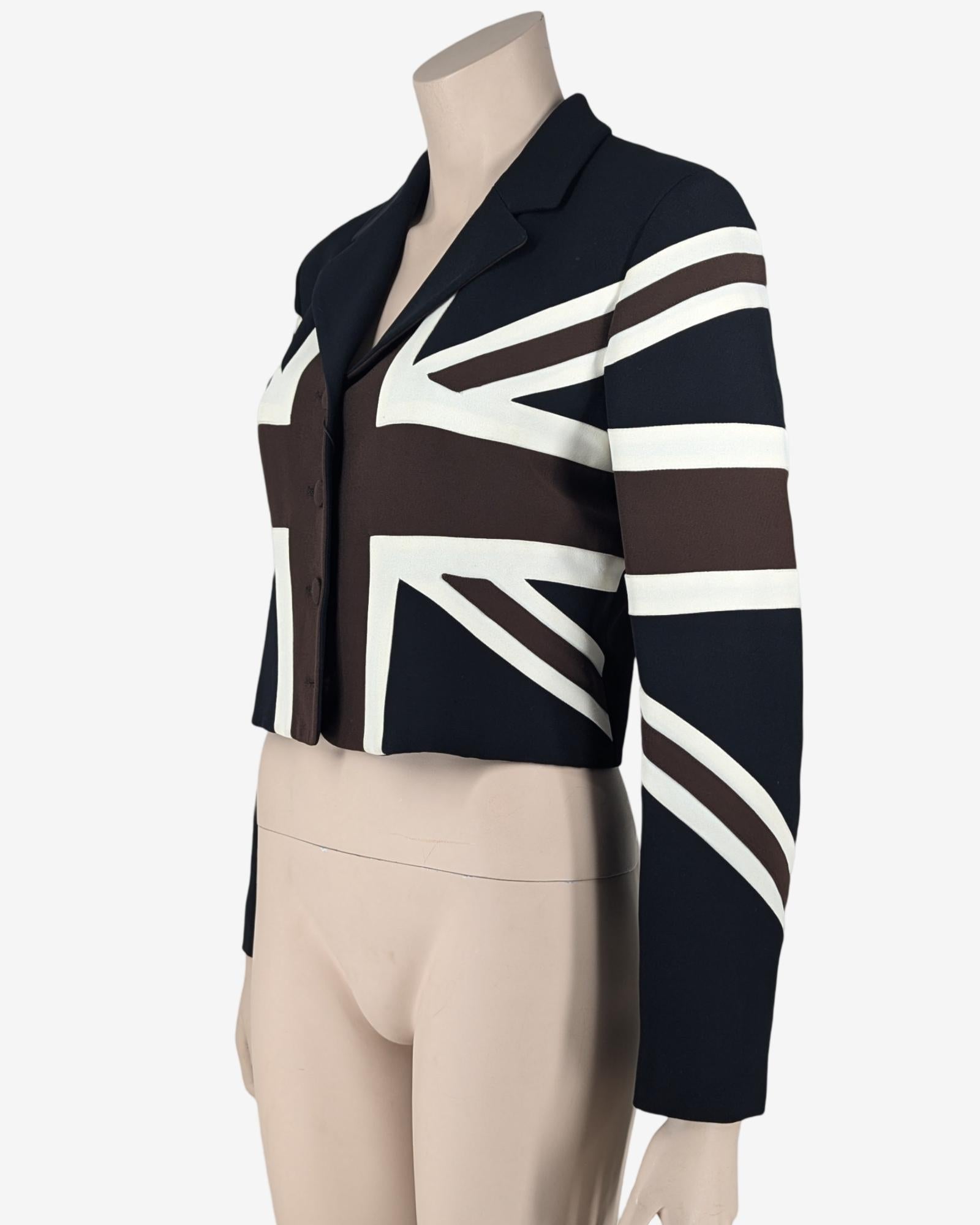 Seltene Moschino Cheap and Chic Union Jack Jacke, gesehen in der Show 