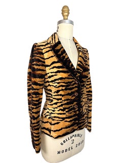 Moschino Cheap and Chic Tiger Print Velvet Tailored Blazer Jacket, Italy