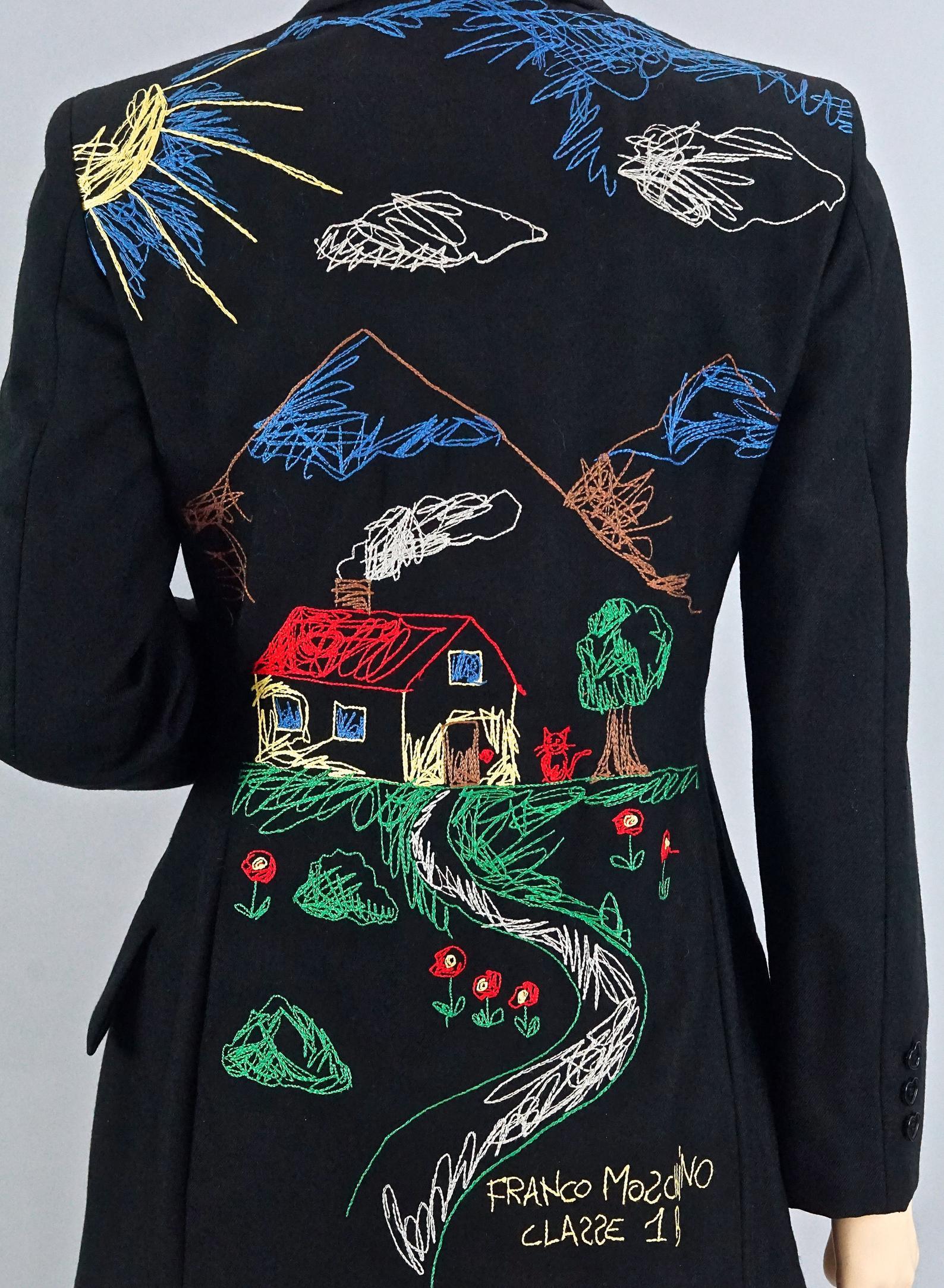 MOSCHINO CHEAP and CHIC Village Scenery Embroidered Novelty Blazer Jacket 2