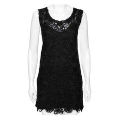 Moschino Cheap and Chic Vintage Black Floral Embroidered Sleeveless Dress S