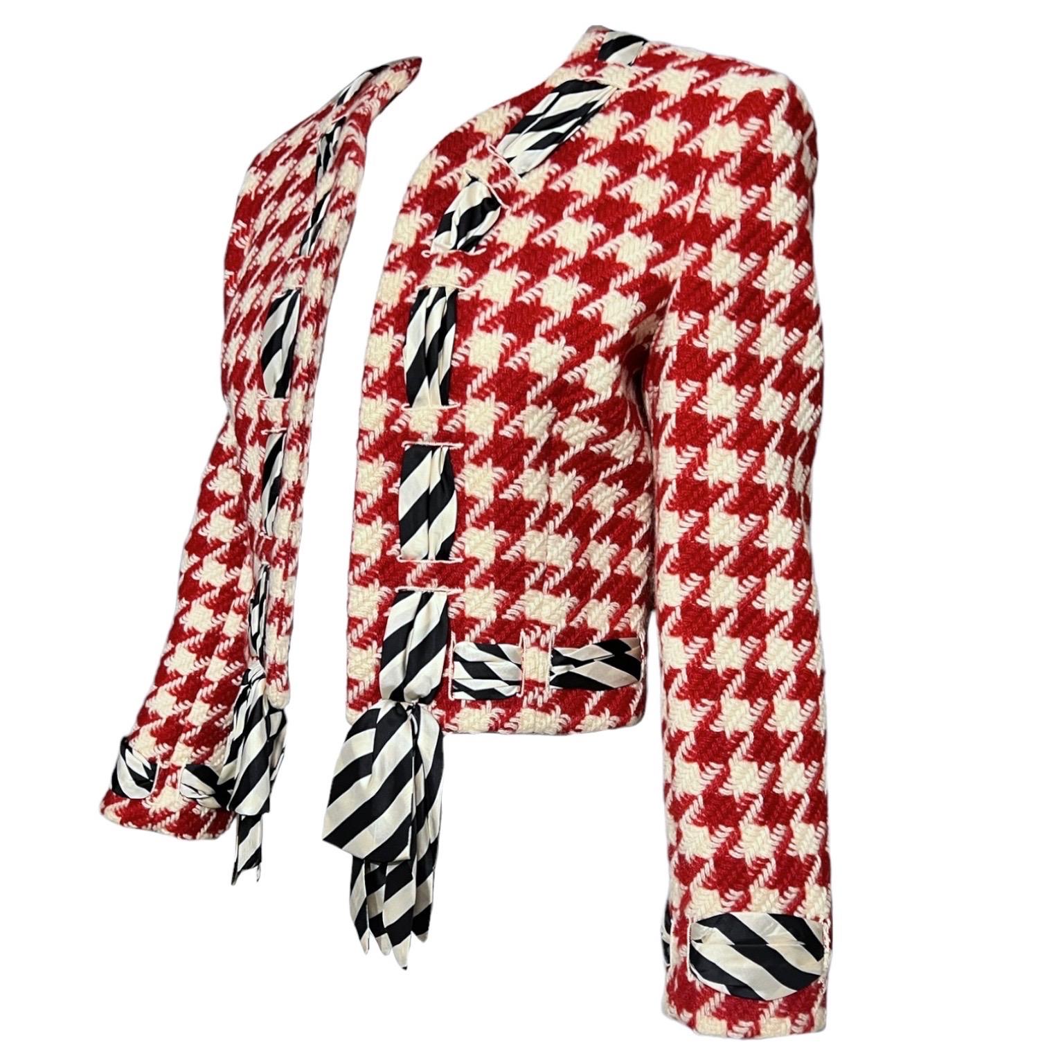 Beige Moschino Cheap and Chic Vintage Houndstooth Jacket as seen on Princess Diana