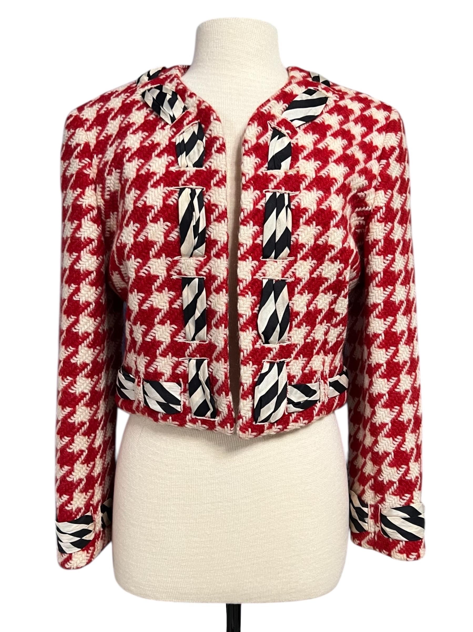 Brown Moschino Cheap and Chic Vintage Houndstooth Jacket as seen on Princess Diana