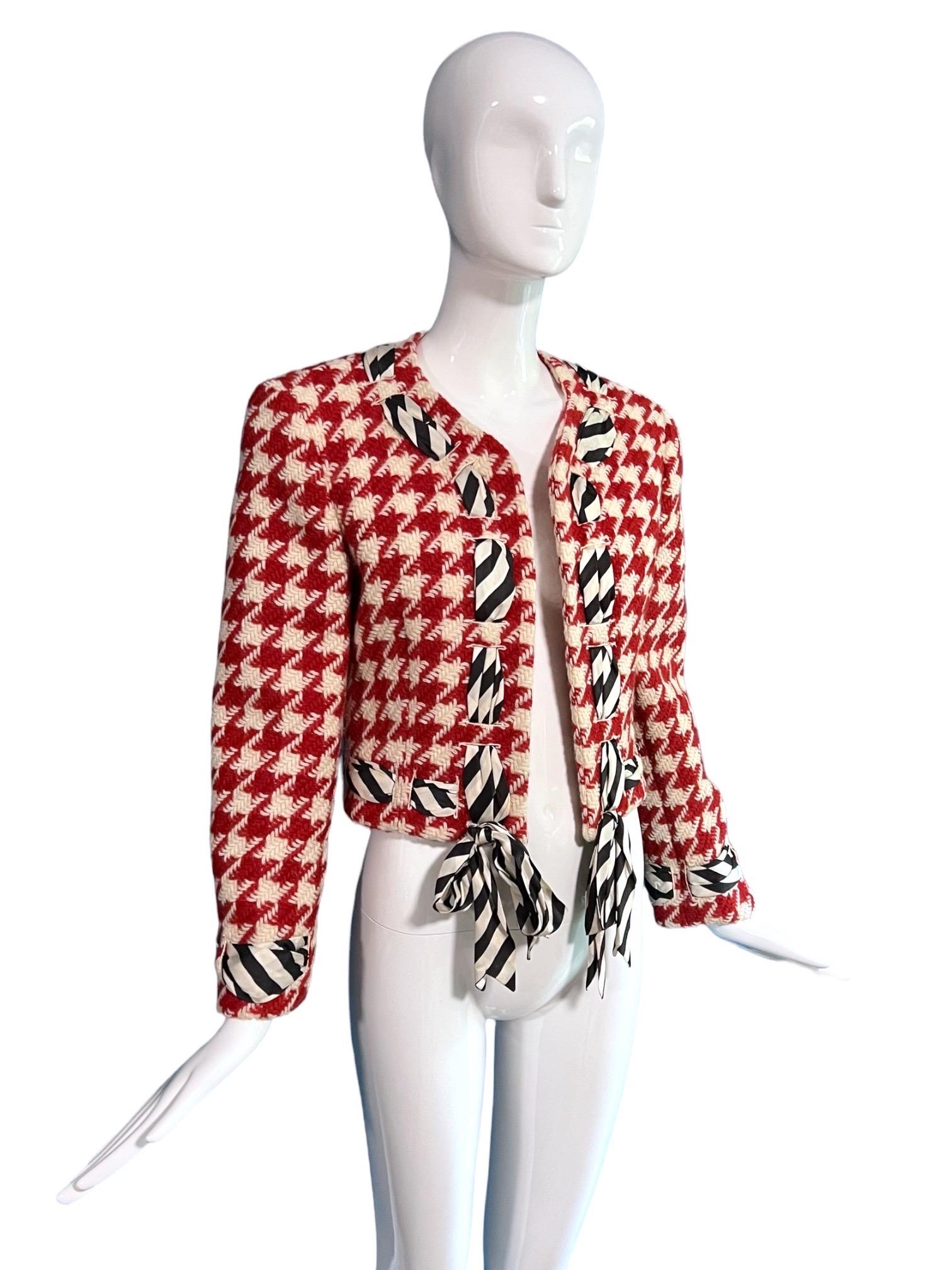 Pink Moschino Cheap and Chic Vintage Houndstooth Jacket as seen on Princess Diana