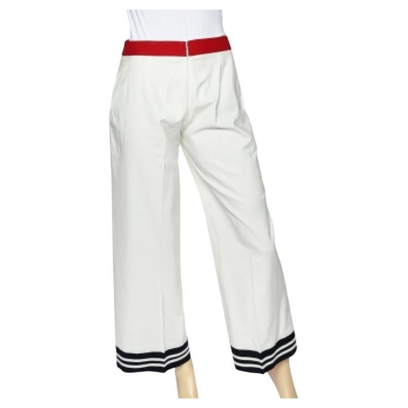 Moschino Cheap and Chic Pantalones palazzo blancos de algodón con ribete de contraste M