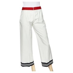Moschino Cheap and Chic White Cotton Contrast Trim Palazzo Pants M