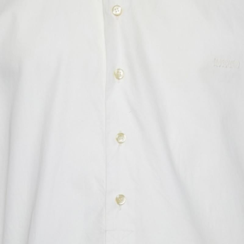 Gris Moschino Cheap and Chic - Chemise chemise à demi-couverture en coton blanc XL en vente