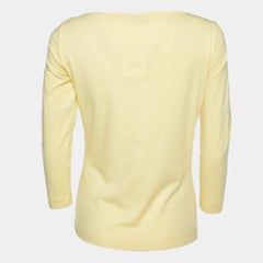 Moschino Cheap and Chic Yellow Cotton Knit Bow Detail T-Shirt M