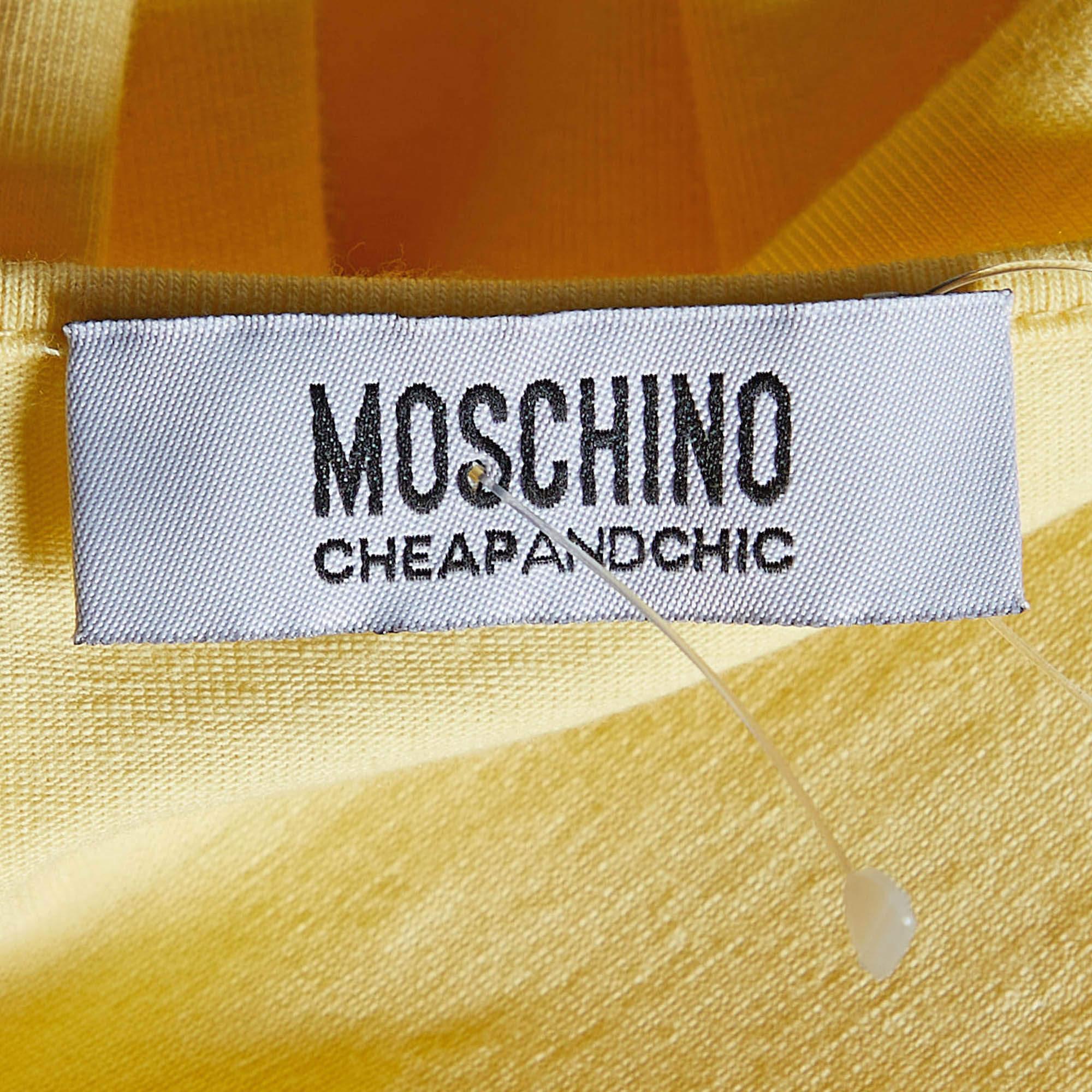 Women's Moschino Cheap and Chic Yellow Cotton Knit Bow Detail T-Shirt M For Sale