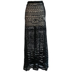 Moschino Cheap 
Chic 1990s Black Sheer Passamenterie Lace Ribbon Maxi Skirt