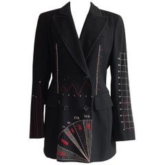 Moschino Cheap & Chic 1990s Charts & Graphs Black Blazer Jacket