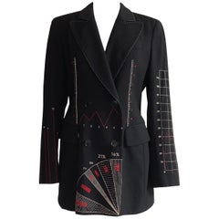 Moschino Billig & Chic 1990s Charts & Graphen Schwarz Blazer Jacke