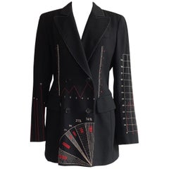 Moschino Cheap & Chic 1990 Charts & Graphs Black Blazer Jacket