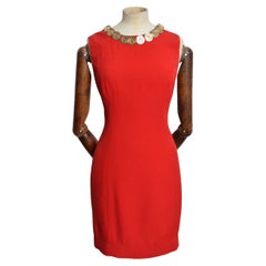 MOSCHINO Cheap & Chic Vestido con Cuello de Monedero Rojo Cereza de los años 90 - Minivestido