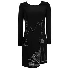 Moschino Cheap & Chic 1990s Vintage Printed Crepe Pocket Graph Shift Dress