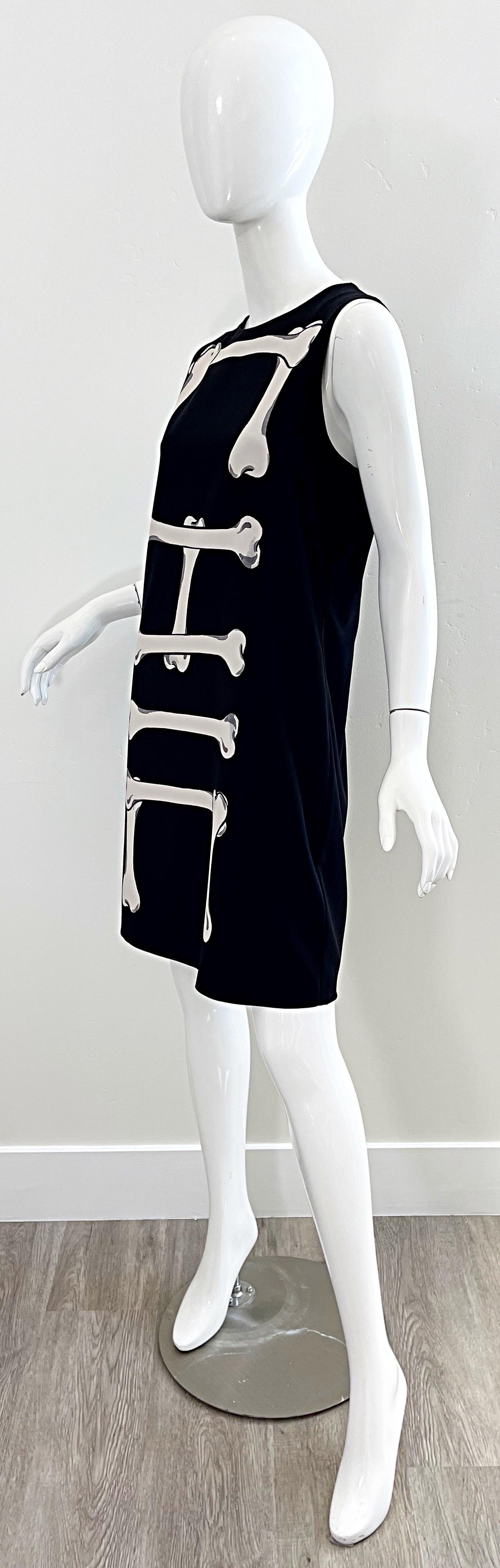 Moschino Cheap & Chic 2000s Size 10 No Bones About It Black White Skeleton Dress For Sale 5