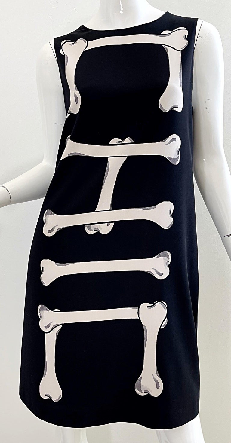 Moschino Cheap and Chic 2000s Size 10 No Bones About It Black White  Skeleton Dress For Sale at 1stDibs | skeleton gown, skeleton in dress,  tears dress