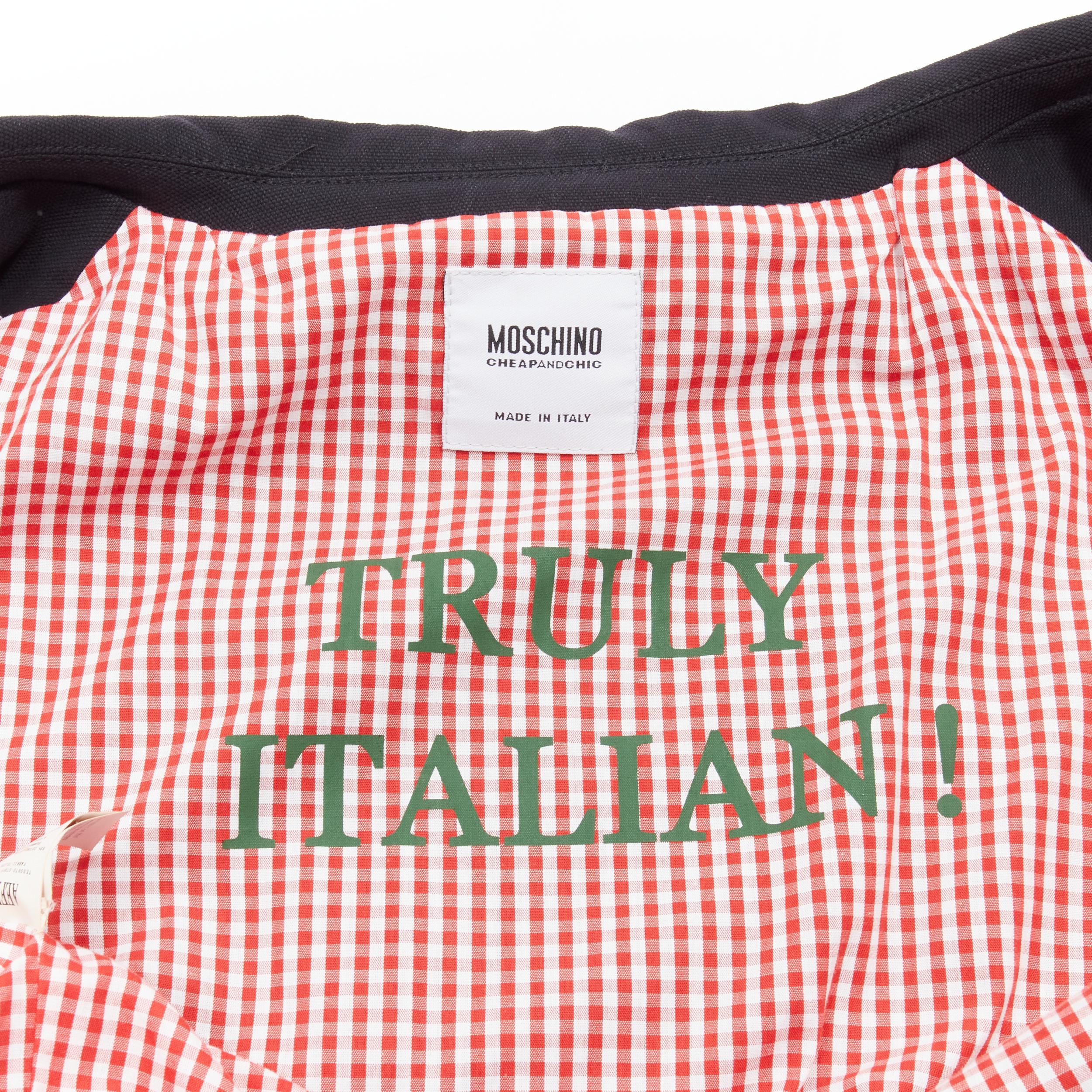 MOSCHINO CHEAP CHIC 2006 Truly Italian Runway navy pasta embellishment blazer For Sale 5