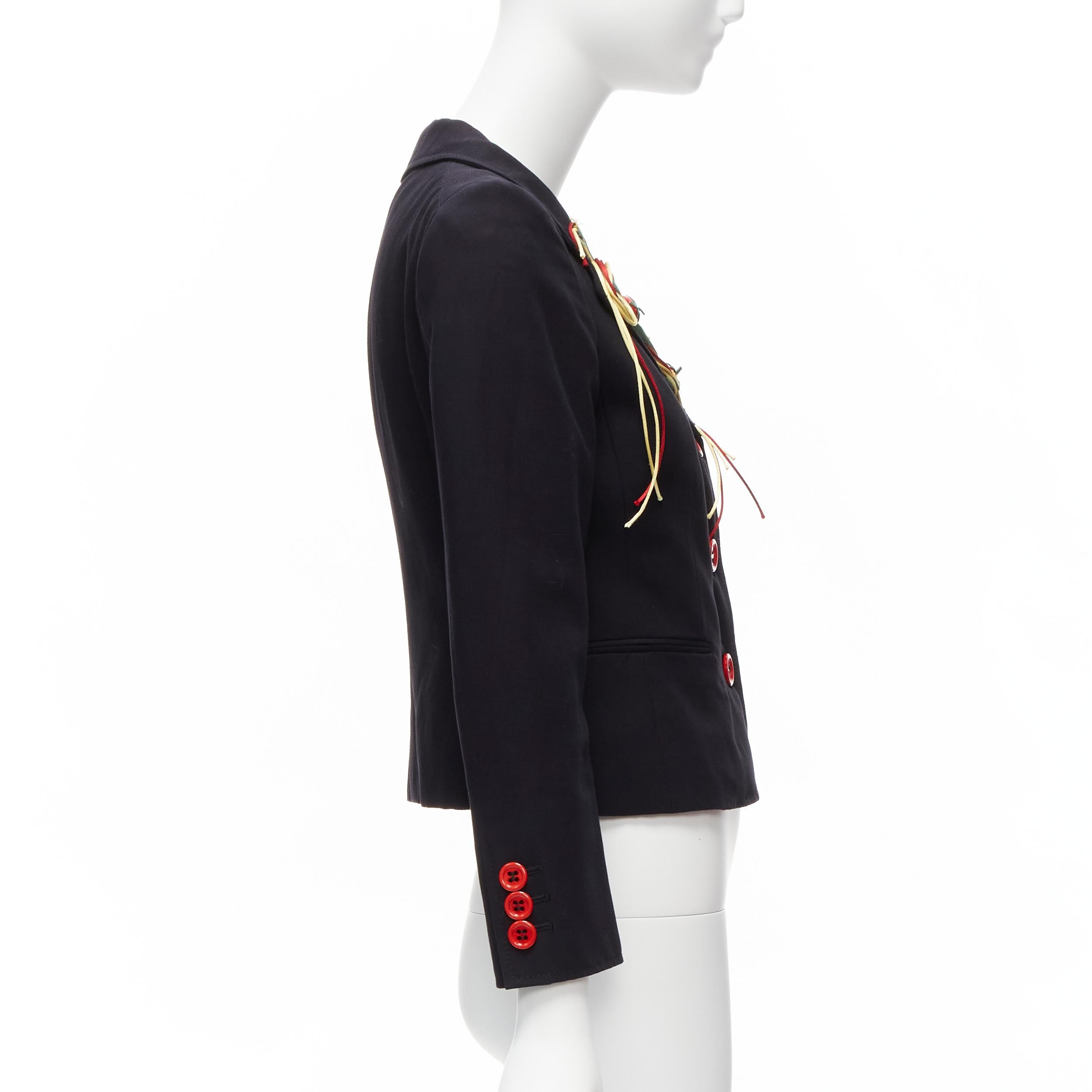 Women's MOSCHINO CHEAP CHIC 2006 Truly Italian Runway navy pasta embellishment blazer For Sale