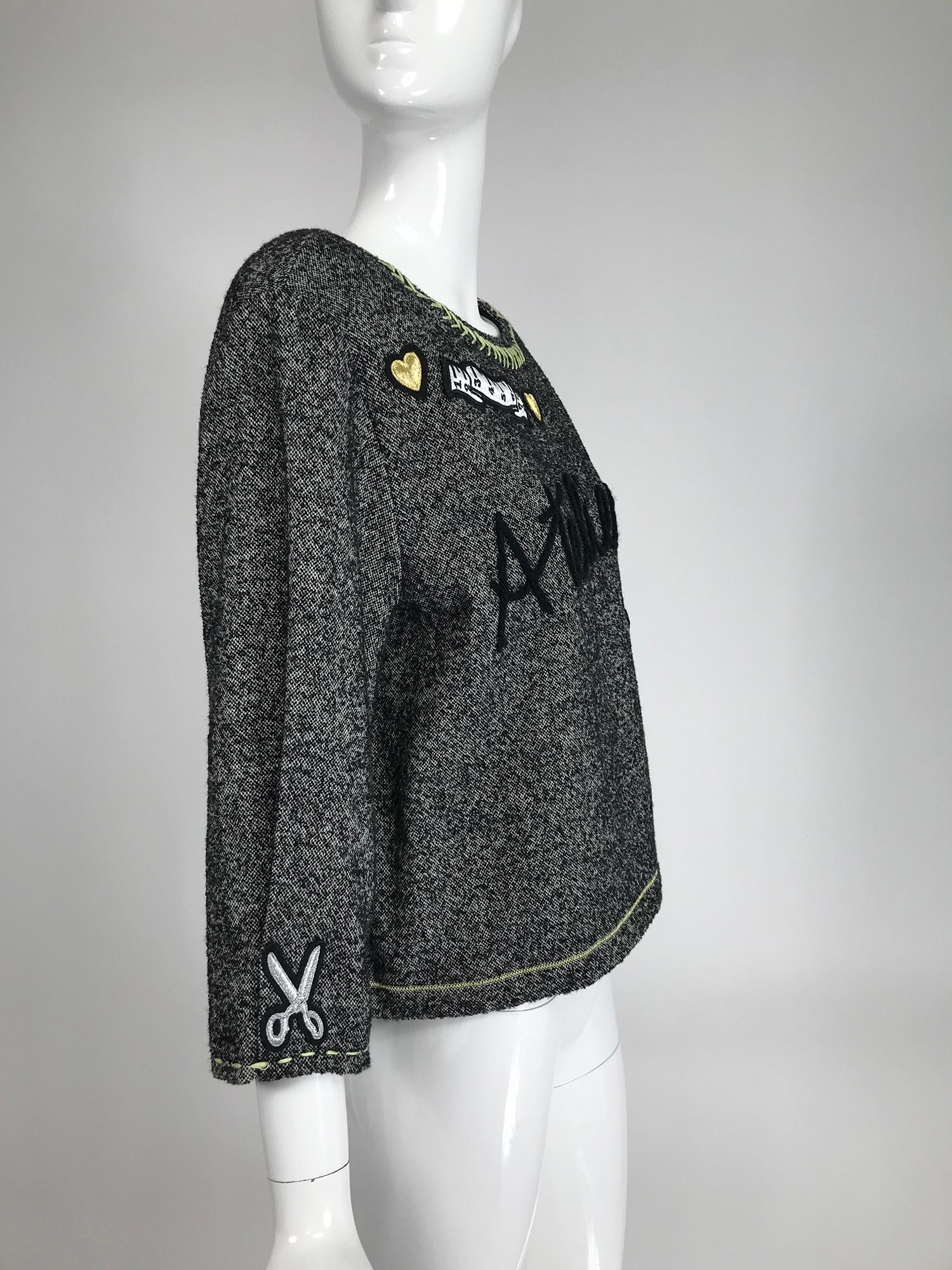 Black Moschino Cheap & Chic Atelier! Tweed Applique Top