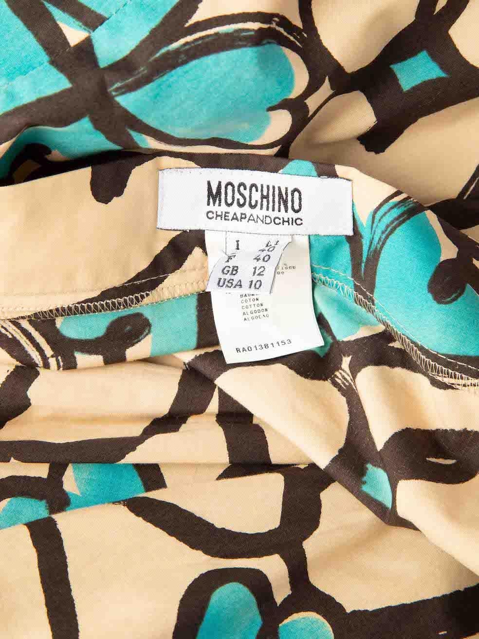 Moschino Cheap & Chic - Jupe longueur genou beige à imprimé floral, taille L en vente 1