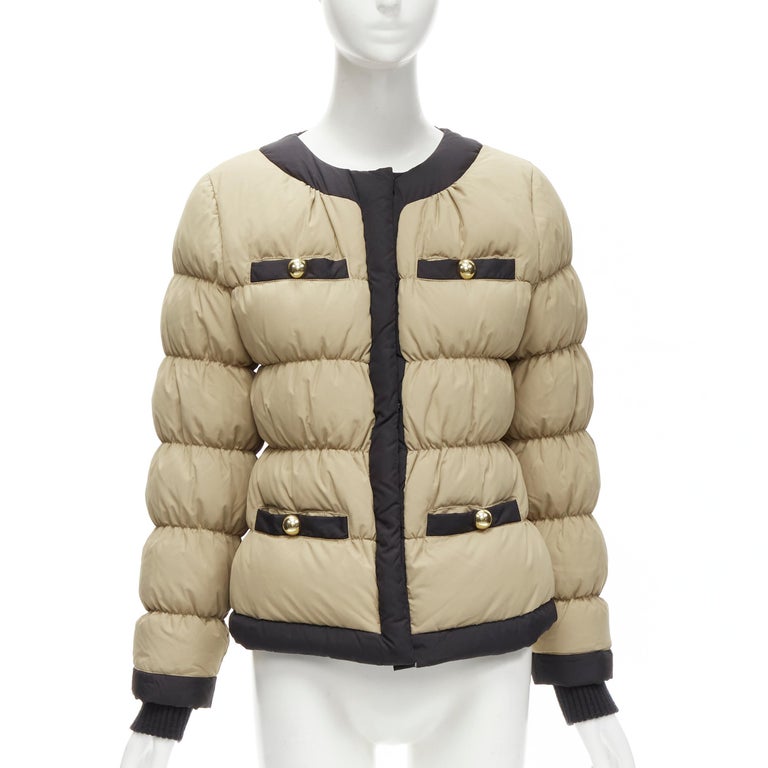 MOSCHINO CHEAP CHIC beige gold buttons 4 pockets puffer jacket IT42 M ...