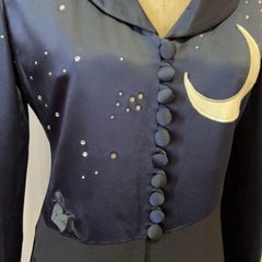 Moschino Cheap Chic Black Blue Satin Moon Stars Blazer