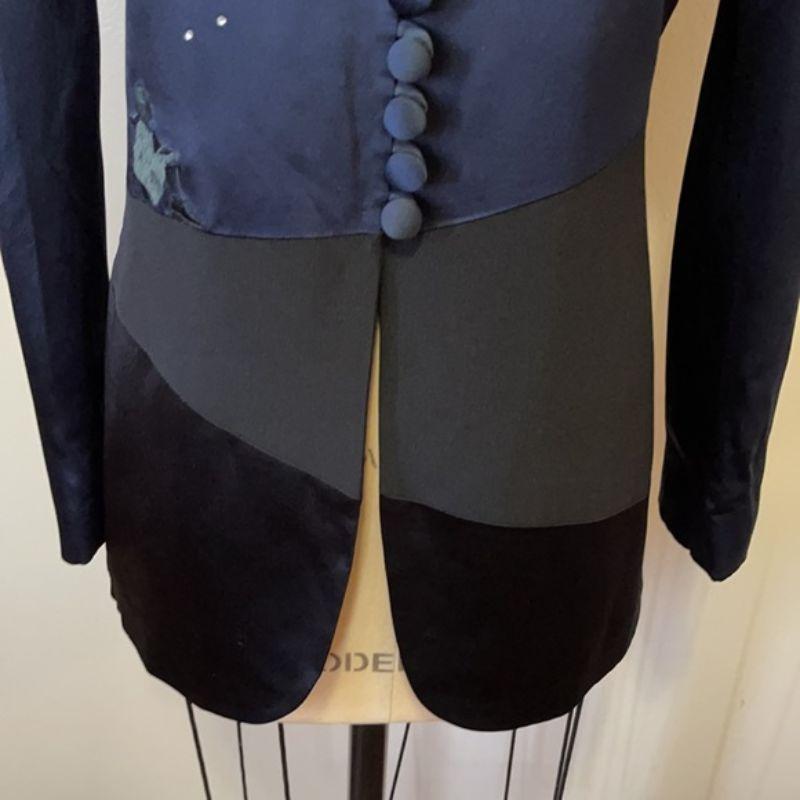 Moschino Cheap Chic Negro Azul Satén Estrellas de Luna Blazer en Bueno estado para la venta en Los Angeles, CA