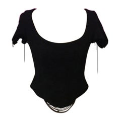 Vintage Moschino Cheap Chic Black Bustier Corset Fringe