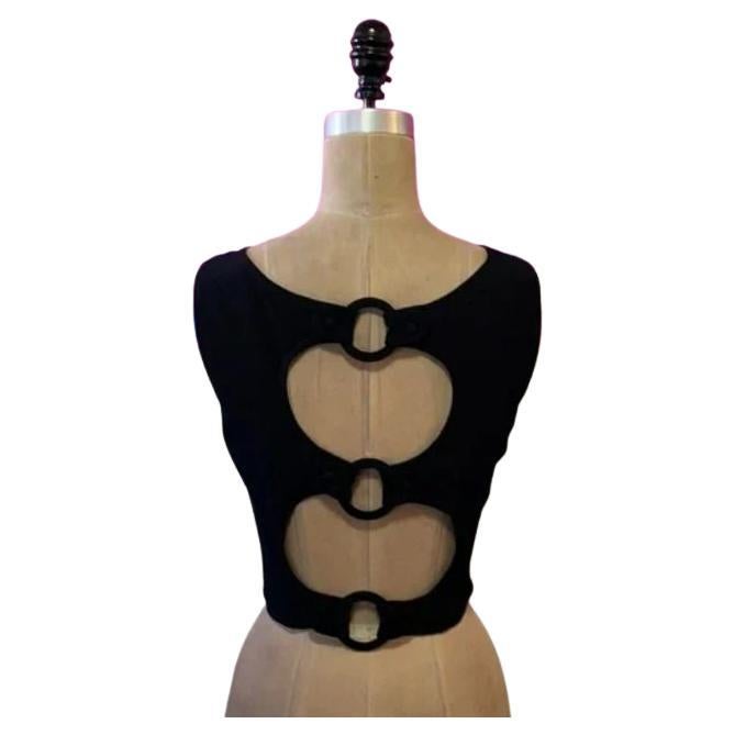 Moschino Cheap Chic Black Cut Out Back Crop Top For Sale