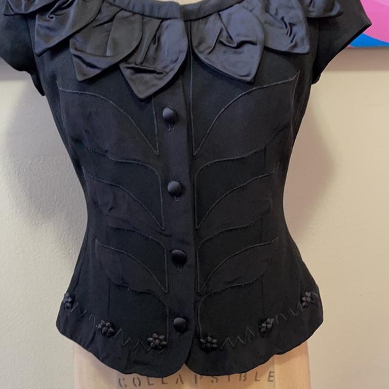 Moschino Cheap Chic Black Flower Jacket In Good Condition For Sale In Los Angeles, CA