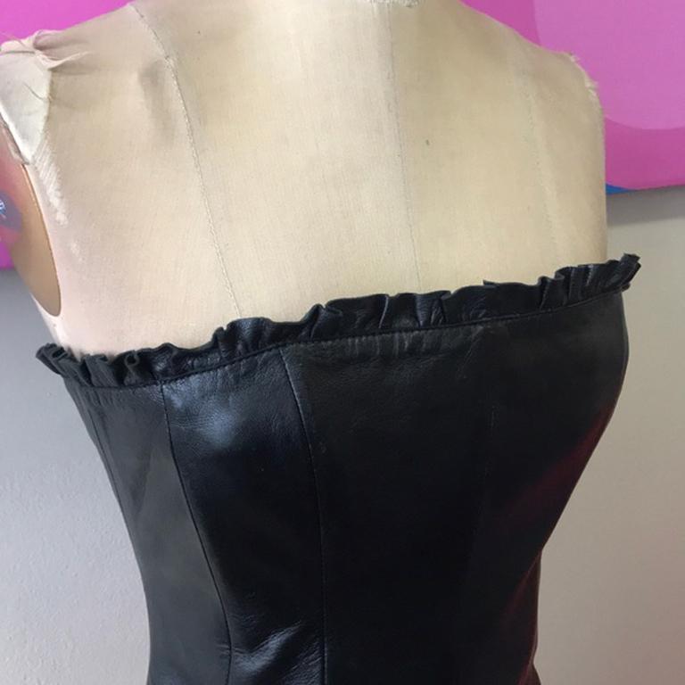 Moschino Cheap Chic Black Leather Bustier In Good Condition For Sale In Los Angeles, CA