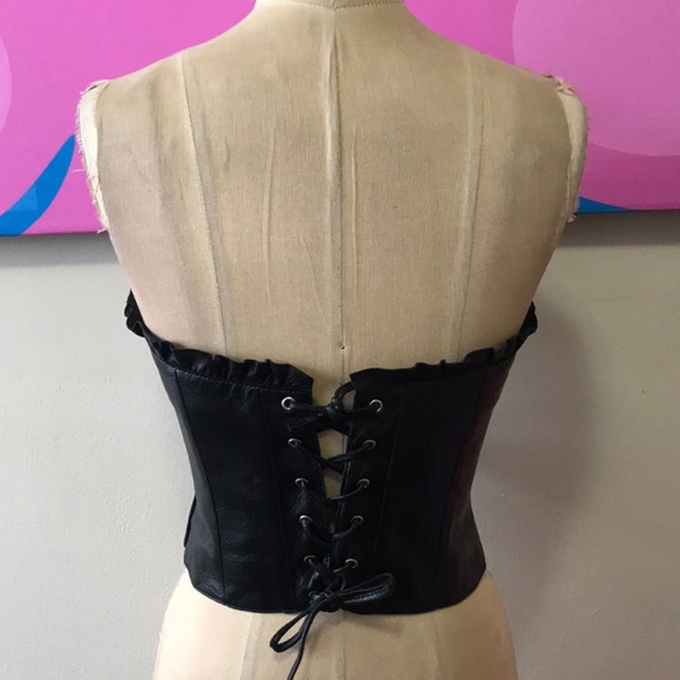 Women's Moschino Cheap Chic Black Leather Bustier For Sale