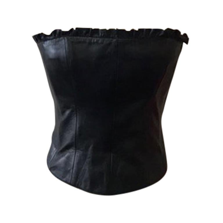 Moschino Cheap Chic Black Leather Bustier For Sale
