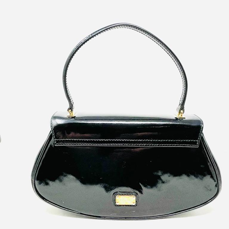 Moschino Cheap & Chic Black Patent Bag Blue Heart In Good Condition For Sale In Los Angeles, CA