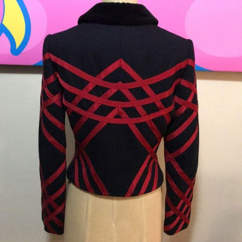 Moschino Cheap Chic Black Red Military Jacket In Good Condition For Sale In Los Angeles, CA