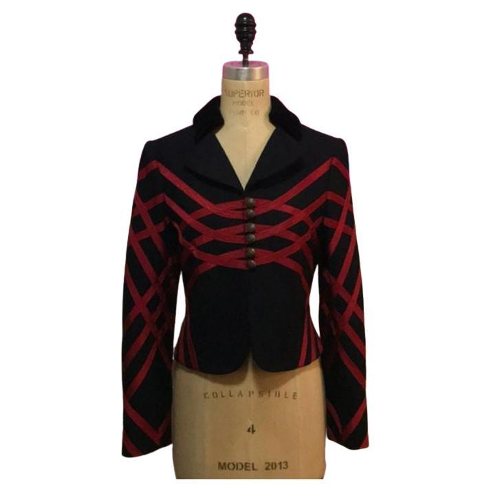 Moschino Cheap Chic Black Red Military Jacket For Sale