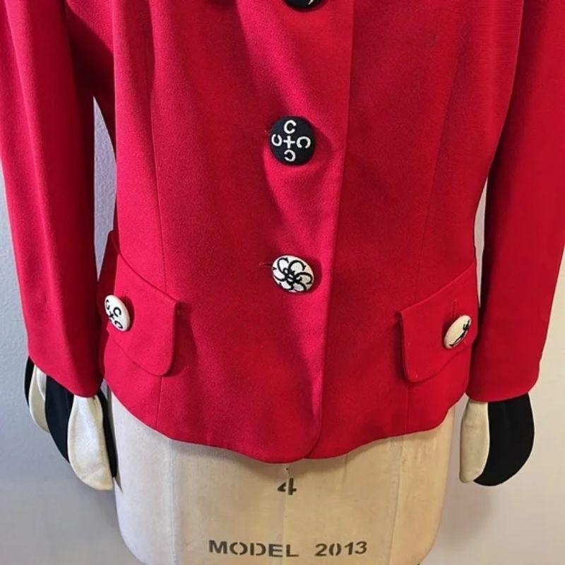 Moschino Cheap Chic Black Red White Flower Petal Jacket Blazer In Good Condition For Sale In Los Angeles, CA