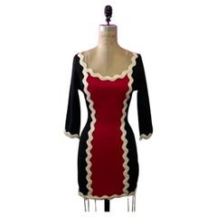 Moschino Cheap Chic Black Red Wool Rick Rack Dress