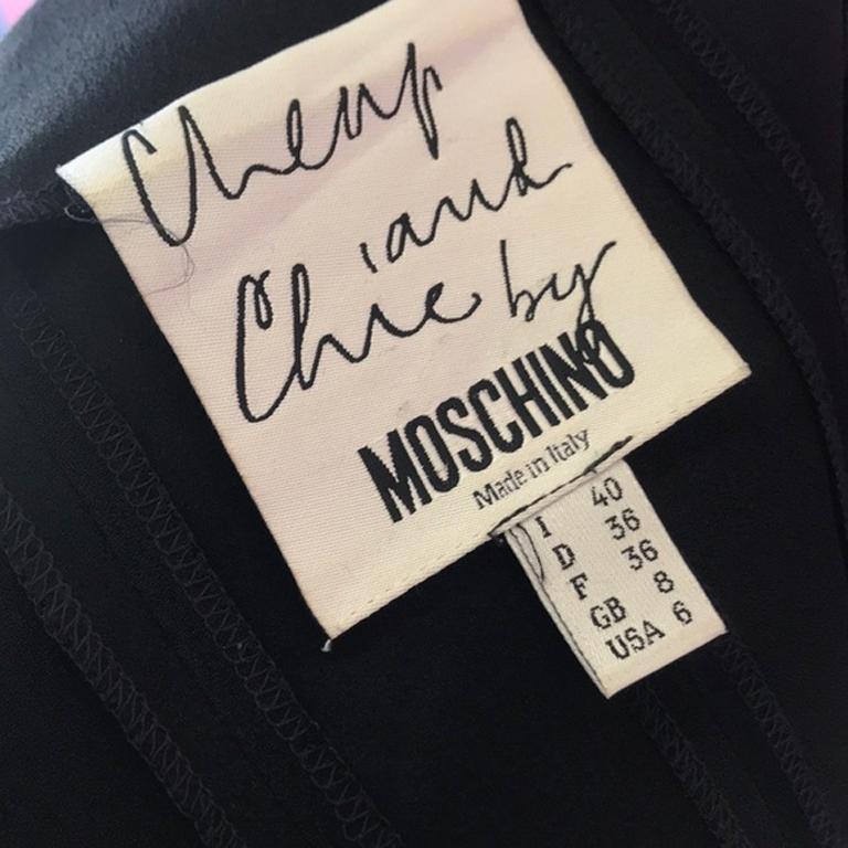 Moschino Cheap Chic Black Satin Panel Evening Top For Sale 4