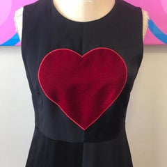 Moschino Cheap Chic Black Satin Red Heart Dress