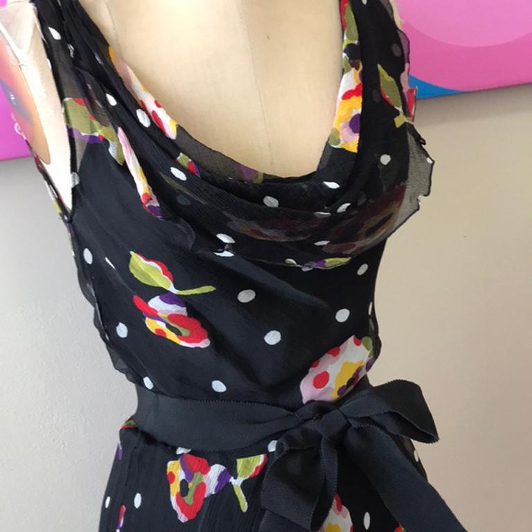Moschino Cheap Chic Black Silk Floral Dress In Good Condition For Sale In Los Angeles, CA