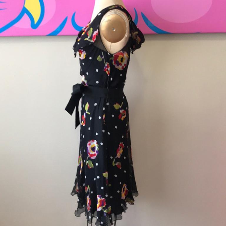 Moschino Cheap Chic Black Silk Floral Dress For Sale 3