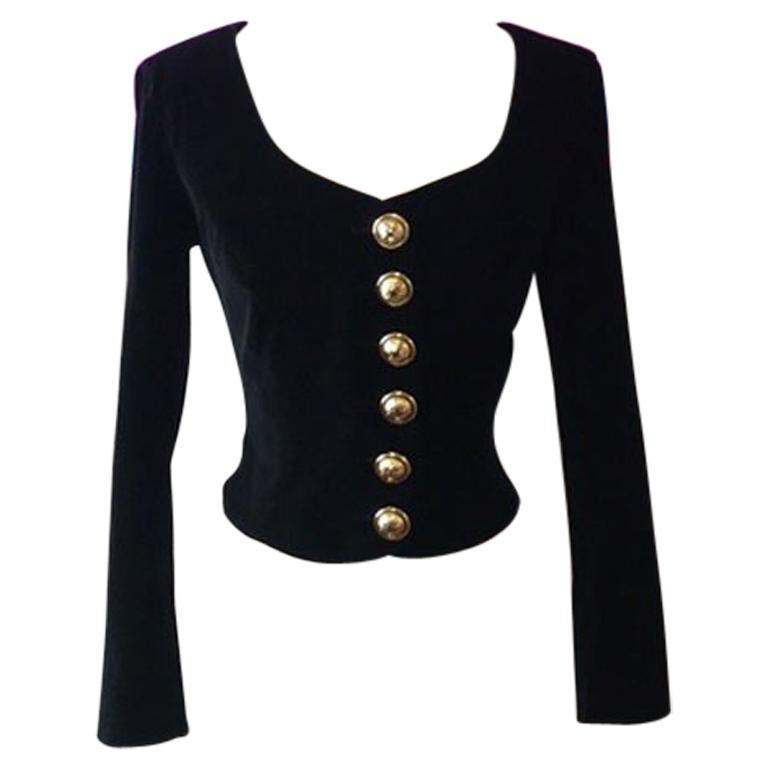 Moschino Cheap Chic Black Stretch Velvet Jacket For Sale