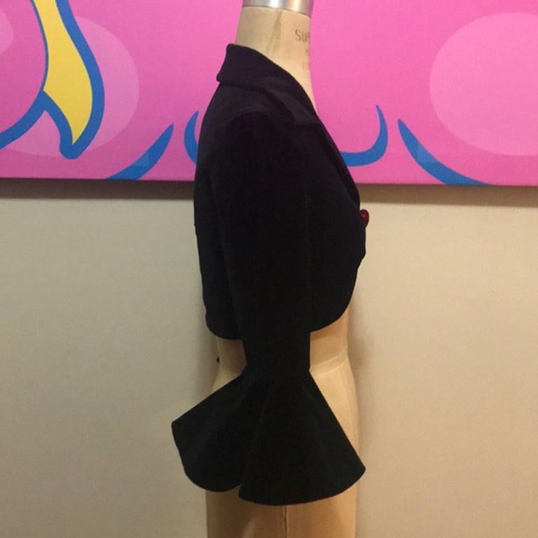 Moschino Cheap Chic Black Velvet Bolero Jacket In Excellent Condition In Los Angeles, CA