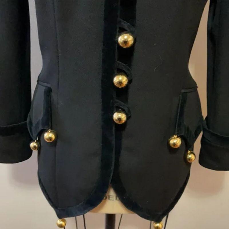 Moschino Cheap Chic Black Vintage Blazer Gold Ball Buttons In Excellent Condition For Sale In Los Angeles, CA