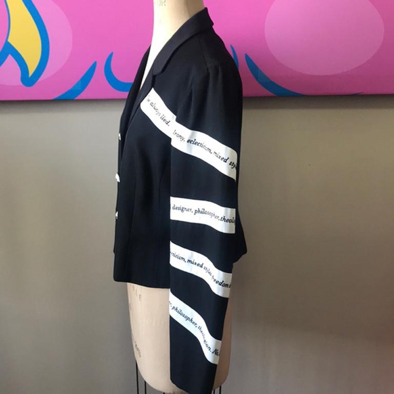 De las mujeres Moschino Cheap Chic Negro Blanco Siempre He Mentido Blazer en venta