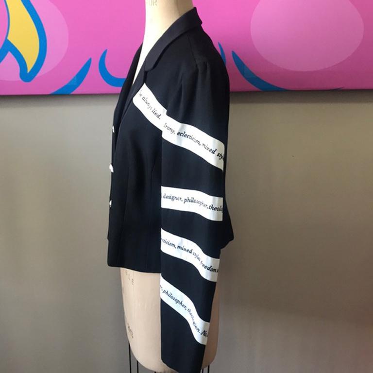 Women's Moschino Cheap Chic Black White I've Always Lied Blazer For Sale