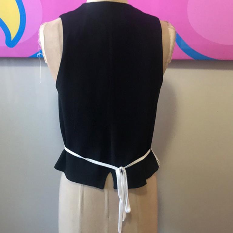 Gray Moschino Cheap Chic Black White Shoe Lace Vest For Sale
