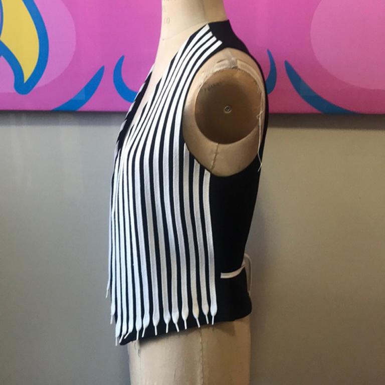Moschino Cheap Chic Black White Shoe Lace Vest In Fair Condition For Sale In Los Angeles, CA