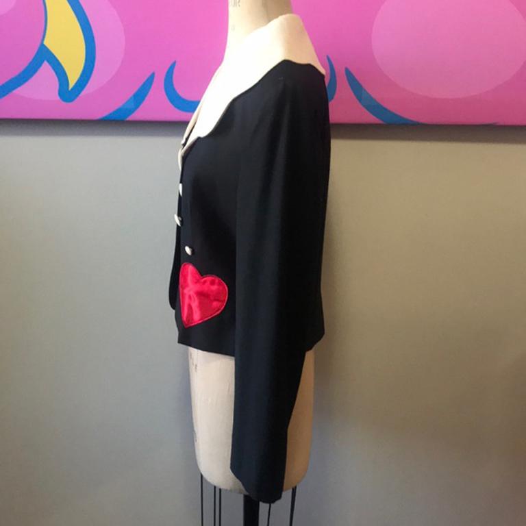 Women's Moschino Cheap Chic Black White Wool Heart Jacket For Sale